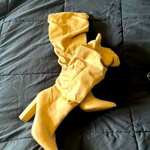 Camel colored knee high boots